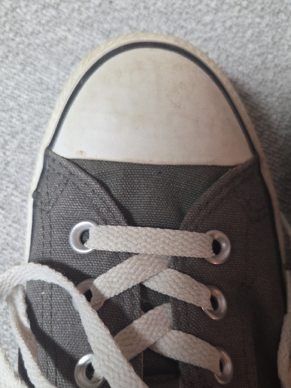 Converse Gray Canvas Low-Top Sneakers with Coral Tongue - Picture 3 of 7